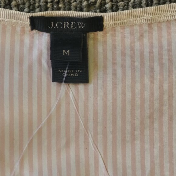 NWT J CREW Mixed Media Linen Silk Medium Tank Gray Front Pink White Stripe Back - Picture 5 of 13